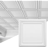 STICKGOO Drop Ceiling Tiles 24x24 Inch, Glue Up Ceiling Panels, Pack of 12 | PVC Waterproof, Prevent Breakage, Easy Installation, Ceiling Covering for Home Office Decor, Cover 48 Sq. Ft, White