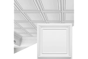 STICKGOO Drop Ceiling Tiles 24x24 PVC Glue Up Ceiling Panel to Prevent Breakage Pack of 12 Tiles Cover 48 Sq. Ft, White