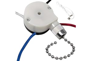 CEILINGFANSWITCH Zing Ear ZE-208S E89885 3 Speed 4 Wire Pull Chain Switch Replacement Three Way Four Position Rotary Motor Controller Repair Kit 3A250VAC 6A125VAC 6A125VL for Ceiling Fans - Nickel