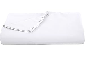 ROYALE LINENS 300 Thread Count 100% Long Staple Combed Cotton Flat Sheet - Ultra Soft - Top Sheet - Twin XL Flat Sheet Sold Separately - Breathable Cool & Crisp Percale Flat Sheet Only (Twin XL,White)