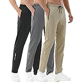 X-thud 3 Pack Men Sweatpants with Zipper Pockets Stretch Lightweight Athletic Track Pants for Joggers Running Workout Gym