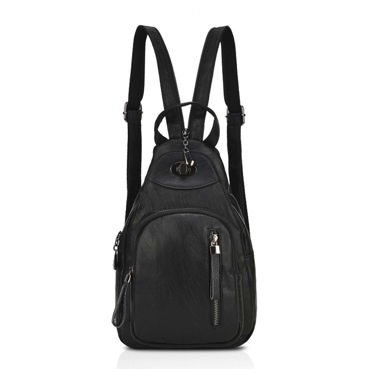 NICOLE&DORIS Fashion Women Backpack Small leather Backpack Black women chest bag shoulder bag casual ladies fashion daypack Black