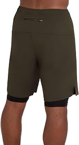 TCA Ultra 2 in 1 Compression Shorts Men Forest Night XL Running Gym view 2