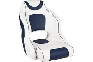 Premium Pontoon Boat Captain Seat, Waterproof Captain Bucket Seat with Curved Armrest, Thickened Sponge, Comfort Sailing Chai