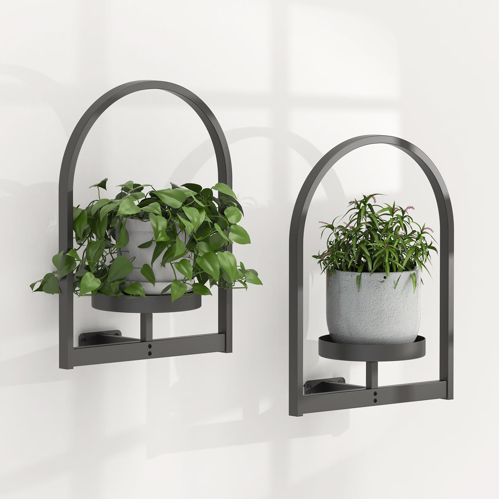 Photo 1 of PEKGRIL 2 Pack Wall Plant Holders, Metal Window Planters Shelves, Indoor Plants Stands, Wall Decor Planter Hanging Shelf, Gifts for Plant Lovers