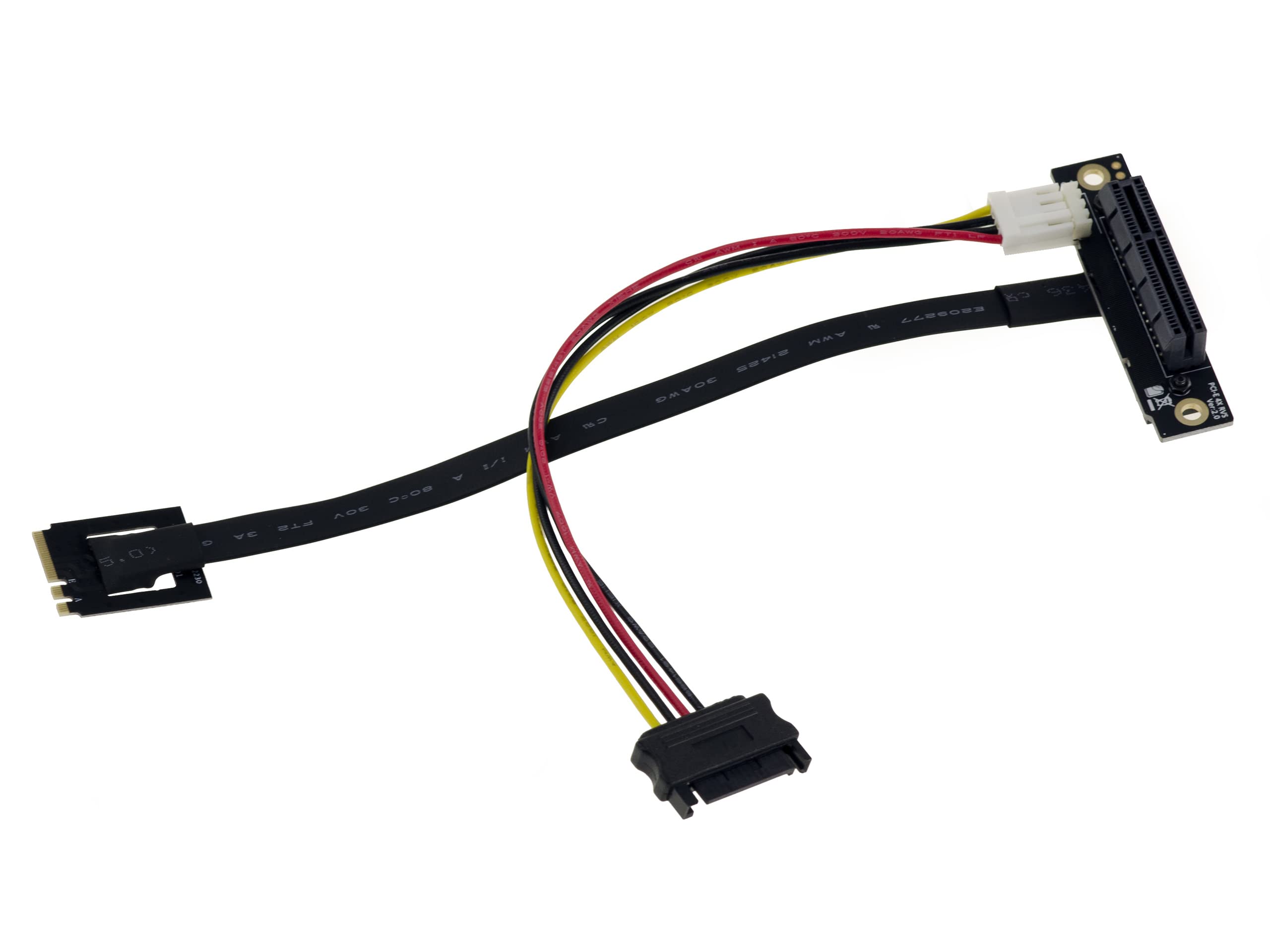 KALEA-INFORMATIQUE PCIe Gen 3.0 4x to M2 E A Key riser adapter. Length of ribbon cable 20cm