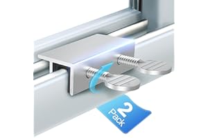 CALDEVER Sliding Window Locks Security Up and Down Window - Glass Windows Lock for Child Proof Home Safety Vertical Window Stopper, Adjustable Aluminum Double Lock Kid Guard for Patio AC Travel RV (4) (2)