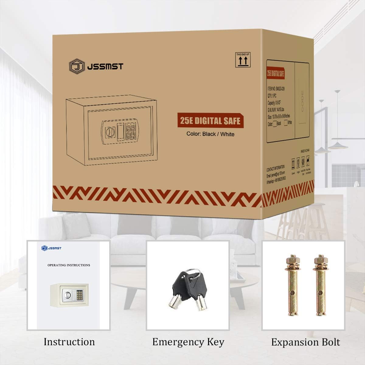 Jssmst Money Safe Box, 0.5CF Security Digital Safe for Home Office, Personal Safe Lock Box with Electronic Keypad, Home Safes and Lock Boxes, SM-SF029, Black: Office Products