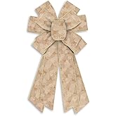 Habbiful Large Christmas Bow for Wreath, Christmas Wreath Bow for Front Door Wall Fence Decor Champagne Velvet Topper Bow for Party Home Xmas Decoration Supplies