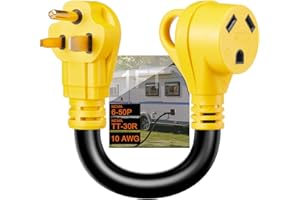 Suplevel NEMA 6-50P Male to TT-30R AC Power Adapter Cord, STW 10AWG/3C, 3 Prong 50 Amp Welder Male Plug to 30 Amp RV Generator Female Connector Adapter, 125 Volt, ETL Listed