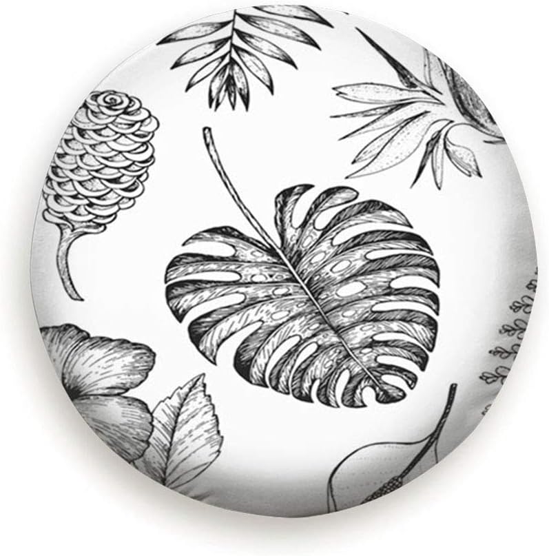 Tropical Palm Leaves Leaf Pure Black Polyester Spare Tire Tyre Wheel Valve Cover (1pcs of Pack)