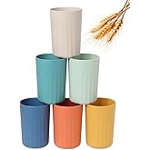 Choary Wheat Straw Cups,10 OZ Plastic Cups Reusable Unbreakable Tumblers,Lightweight Camping Drinking Glasses for Adult,Dishwasher Safe Water Glasses with 6 Colors