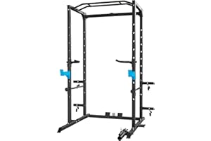 ULTRA FUEGO Power Cage, Multi-Functional Power Rack with J-Hooks, Dip Handles, Landmine Attachment and Optional Cable Pulley System for Home Gym