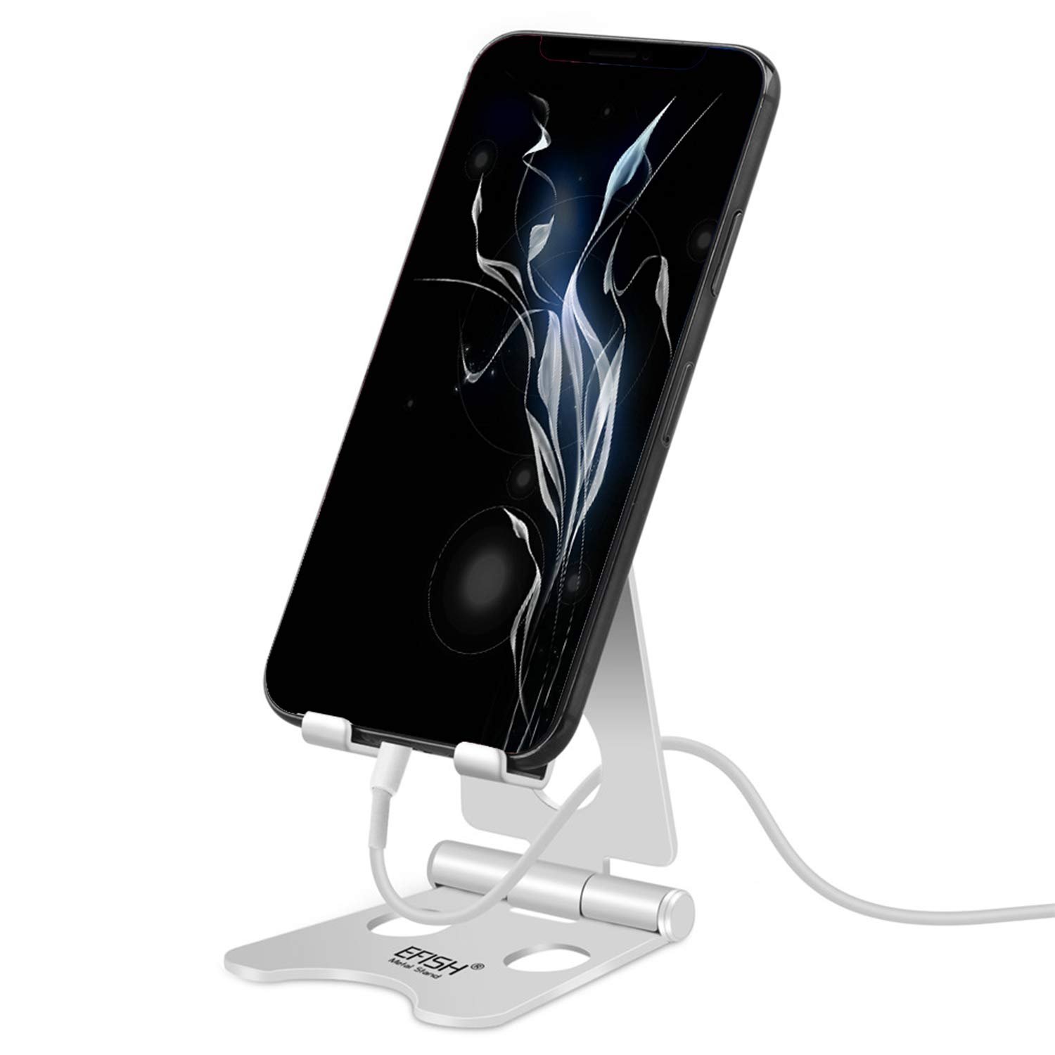 EFISH 270 Degree Dual Shaft Adjustable Metal Mobile Phone Stand - Silver
