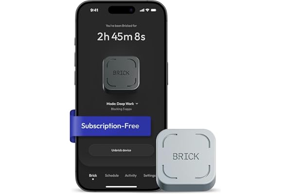 The Brick Phone Access Blocker Device - Subscription-Free Phone Lock, Limits Smartphone Access, Reduces Screen Time & Improves Focus - High-Grade Magnet & Anti-Slip Silicone