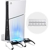 DGPCT Wall Mount Compatible with PS5 Slim/PS5 Pro/PS5 Console & Controllers, Aluminium Wall Mount Kit for All PS5 Models, Wall Stand for PS5 Original, Saving Space Enhance Heat Dissipation, Silver