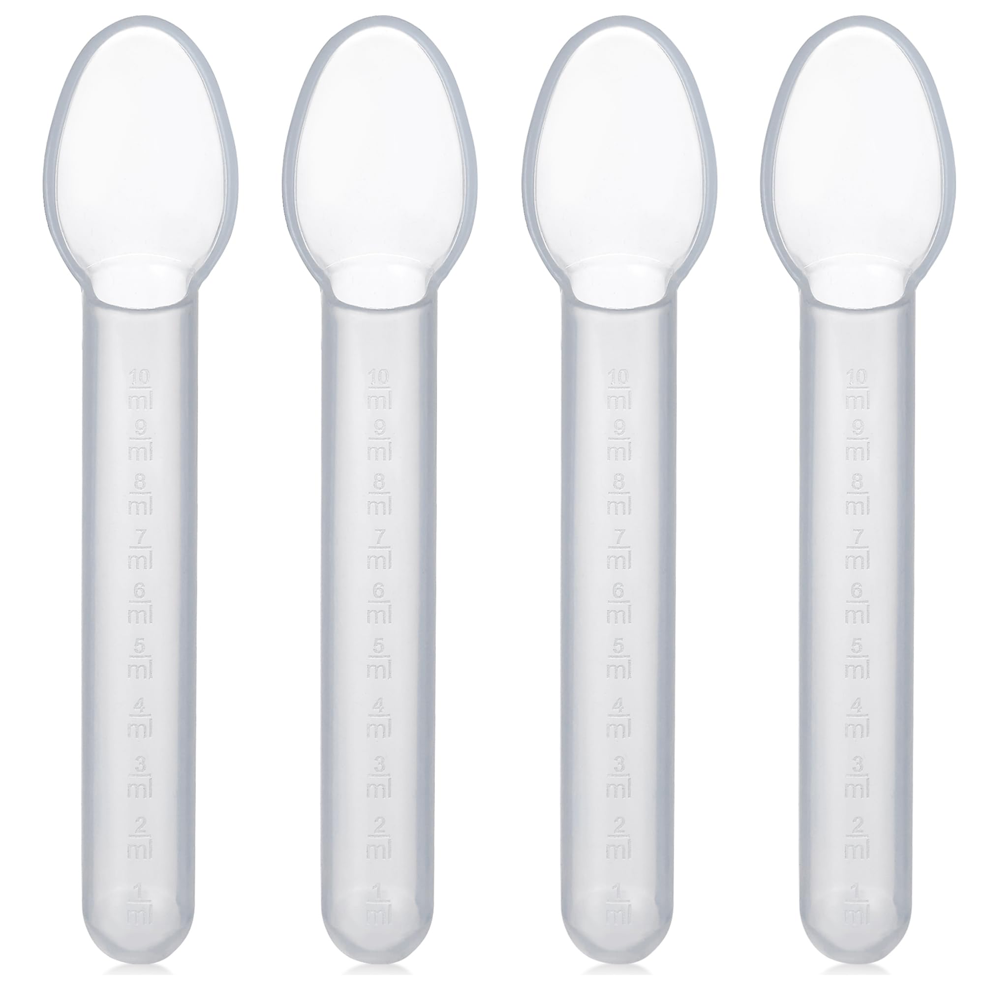 Calibrated Medicine Spoon for Kids - (Pack of 4) - 2 Tsp/10 mL Capacity Plastic Oral Liquid Dose Medication Graduated Dispenser