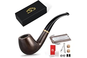 Joyoldelf Tobacco Pipe, Wooden Smoking Pipes with Gift Box, Pear Wood Tobacco Pipes for Smoking with Tobacco Pipe Cleaners, P