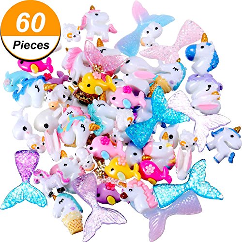 Tecunite 60 pieces slime charms with mermaid tail unico…