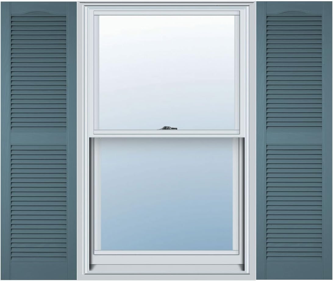 14 1/2"W x 43"H Standard Size Cathedral Open Louver Shutter, w/Installation Shutter-Lok's, 004 - Wedgewood Blue