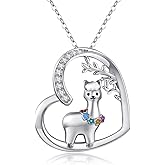 JUSTKIDSTOY Llama Necklace Jewelry Sterling Silver Cute Animal Alpaca Pendant Necklace Birthday Gifts for Women