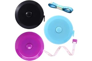 BUSHIBU Tape Measures Retractable, Fabric Measuring Tape, 60 Inch Small Sewing Tape Measure for Craft Nursing Medical Travel(3 Pack/Black Purple Sky Blue)