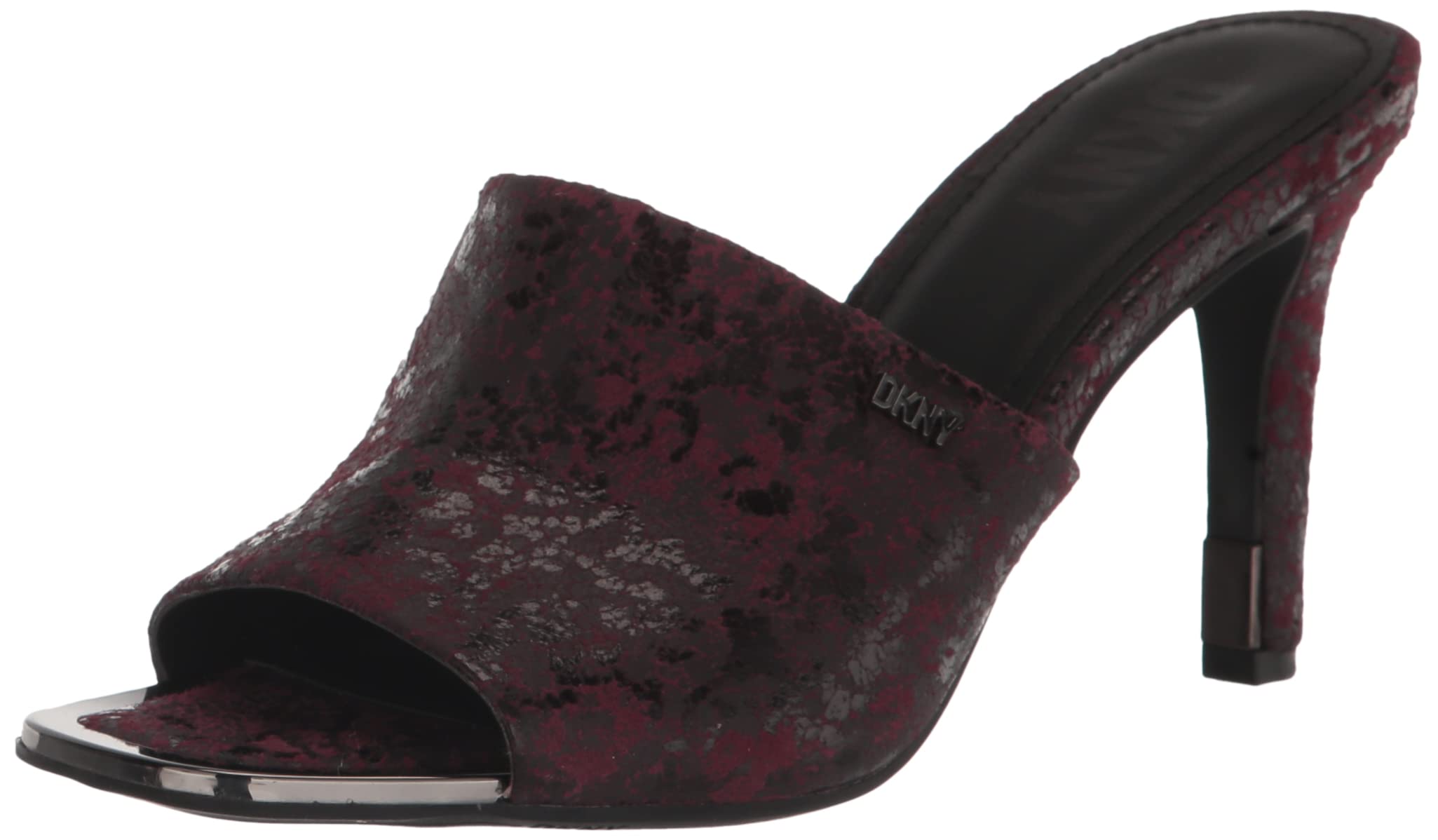 DKNY Women’s Bronx Square Toe Evening Heeled Dress Mule, Bordeaux Print, 6.5
