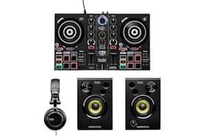Hercules DJ Learning Kit w/ Inpulse 200 DJ Controller, 15 Watt Monitor Speakers and Sound-Isolating Headphones –2 Decks