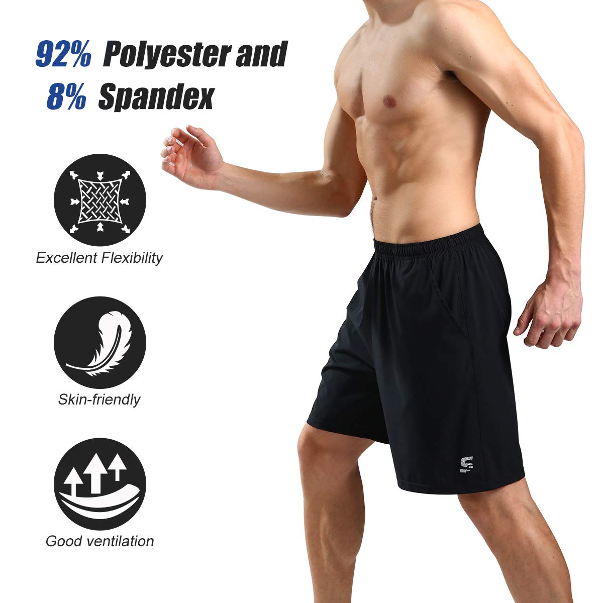 SS COLOR FISH Men Athletic Shorts with Pockets L Black