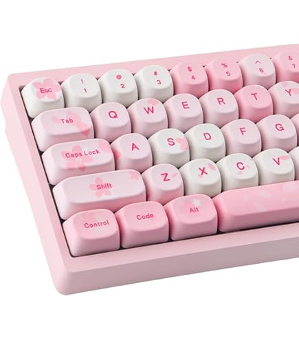PBT Keycaps Set Pink/weiß Gradient – Cherry Profile, 130 Tasten, Für Mechanische Tastaturen (ANSI/ISO)