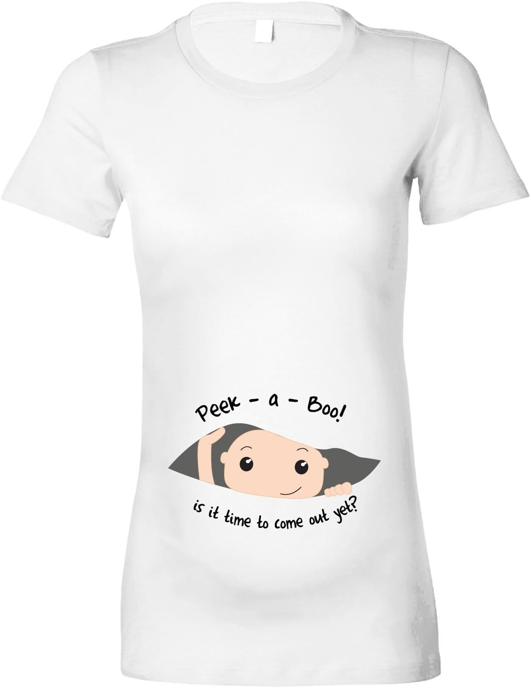 Women's Maternity 'Peek-a-Boo!.is it time to Come Out Yet?' Peeking Baby T-Shirt