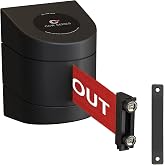 CCW Series WMB-230 Magnetic Wall Mount Retractable Belt Barrier, 30 Ft, Red | Danger - Keep Out White Lettering, Black ABS Case, Built-in Braking System for Slow, Safe Retraction with No Snapback