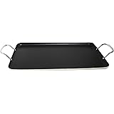 Imusa USA Nonstick Stovetop Double Burner Griddle with Metal Handles, 17-Inch, Black