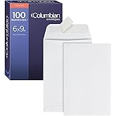 Columbian 6 x 9 Catalog Envelopes, 100 Pack, Catalog-Style with Self Seal Closure, Heavyweight 28 lb Paper, Self Sealing Envelopes for Mailing, Filing and Organizing, White