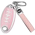 QBUC for Nissan Key fob Cover,Soft TPU 360°Car Key Case Protector with Keychain Compatible with Altima Sentra Rogue Pathfinder Murano Armada Maxima Versa ect 5 Buttons Smart Keys(Pink)