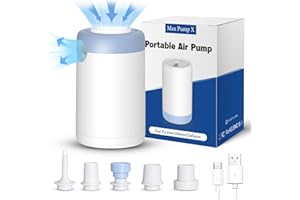 【2024 Upgraded 】 Keydol 2-in-1 Air Pump for Inflatables/Deflatables with 5 Nozzles, Portable Air Pump with 1500mAh Battery, Air Mattress Pump for Outdoor Camping, Swimming Ring, Vacuum Storage Bags
