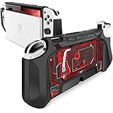 Mumba Dockable Case for Nintendo Switch OLED 2021, [Blade Series] TPU Grip Protective Cover Accessories Compatible with Nintendo Switch OLED 7 Inch and Joy-Con Controller (Red)