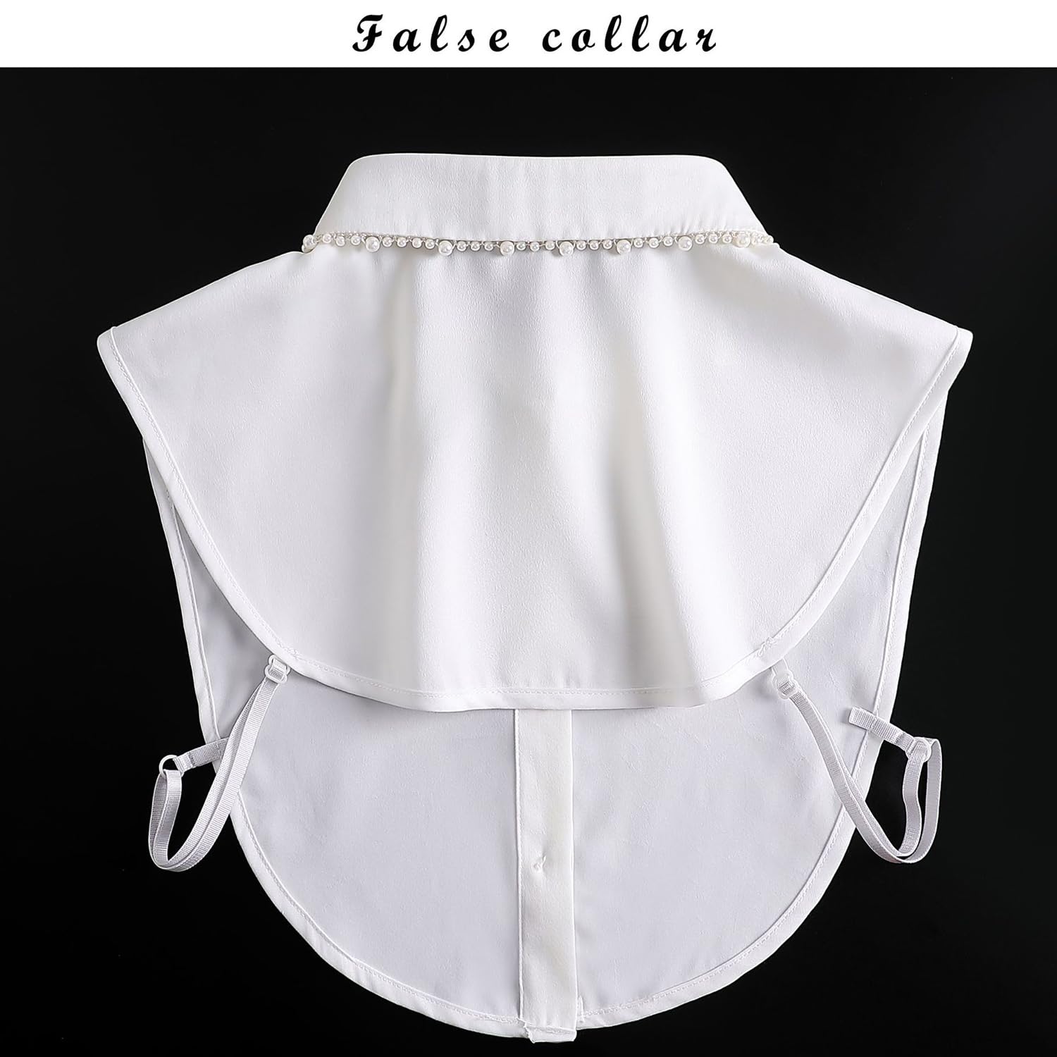 Joyci Woman Decorate Pearl Half Shirt Pure Color False Collar Detachable Faux Collar Dickey (AP01)