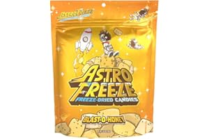 ASTRO FREEZE Premium Freeze Dried Bit-O-Honeys - 1.83oz Blast O Honey Freeze Dried Candy - Crunchy, Yummy Almond & Honey Taffy Bites for All Ages