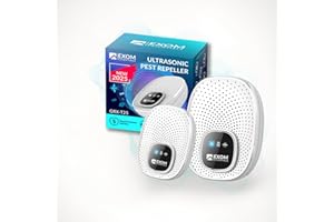 EXOM ESSENTIALS T-25, Ultrasonic Pest Repeller Wall Plug-in Most Effective Than Repellents - Get Rid of - Rodents, Squirrels, Mice, Rats, Bats, Roaches, Ants, Spiders, Bed Bugs, Мosquito, Insects, Fleas (2 Pack)
