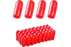 Aopin Rubber Round End Cap Cover 4/25 Inch (4mm) Screw Thread Protectors PVC Flexible Tubing Pipe Protective Bolt Screw Thread Protector Safety Cover | for Pipe Post Tubing Rod Cover 50 Pcs (Red)
