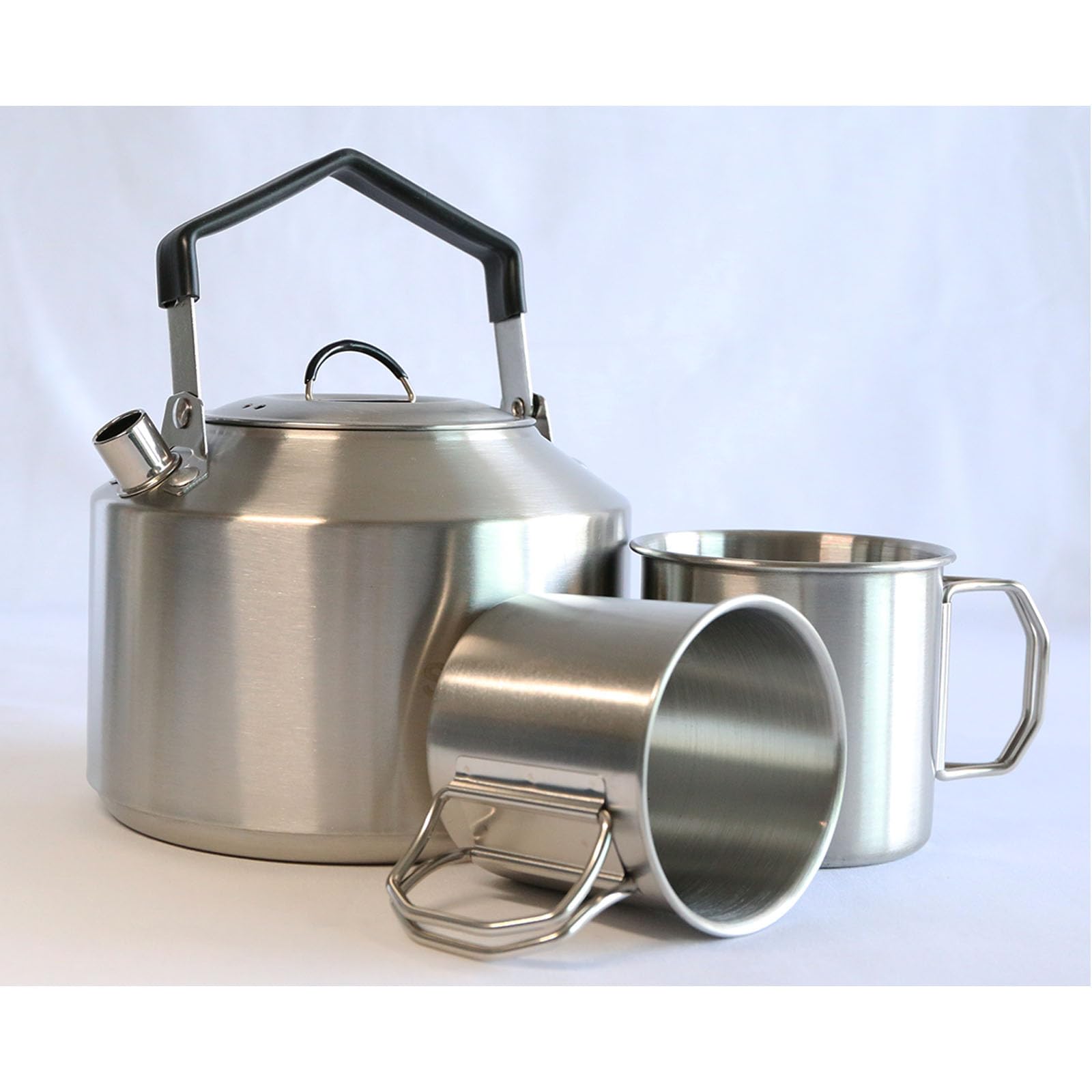 Photo 1 of JouiiSiYa 1.5L Stainless Steel Camping Kettle - Portable Durable Open Fire Kettle for Camping, Bushcraft, and Emergency Use - Fast Boiling, Heat Retention, Campfire Safe (1.5L)