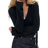 Wrap Sweater Tops for Women Lightweight Side Tie Front Ballet Wrap Cardigan Elegant V Neck Fitted Cropped Sweaters