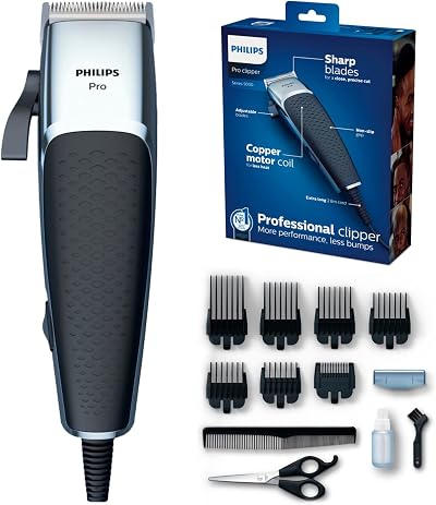 Philips Hair Clippers Series 5000 Corded Hair & Beard Trimmer UK Plug Grades 0-4
