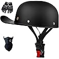 Baseball Cap Motorcycle Helmet,DOT Approved Vintage Open Face Unisex-Adult Half Helmets for Scooter Moped Cap Street Cruiser