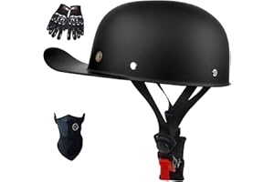 SANHAI Baseball Cap Motorcycle Helmet,DOT Approved Vintage Open Face Unisex-Adult Half Helmets for Scooter Moped Cap Street Cruiser