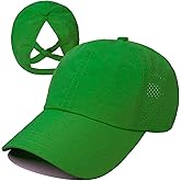 Koreshion Womens Criss Cross Ponytail Baseball Cap Adjustable High Messy Bun Ponycap Quick Drying Mesh Hats