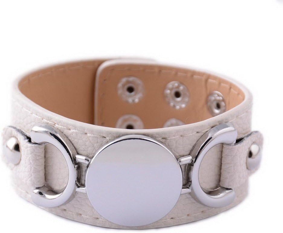 Rainbery PU Leather Cuff Bracelet Blank Monogram Jewelry Cuff Women Leather Bracelet