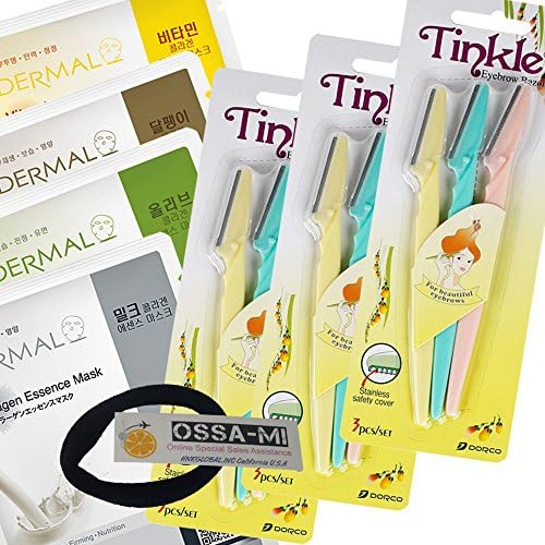 Tinkle Eyebrow Razor 3ea & Dermal Essence Face Mask 4ea-OSSAMI TD Set