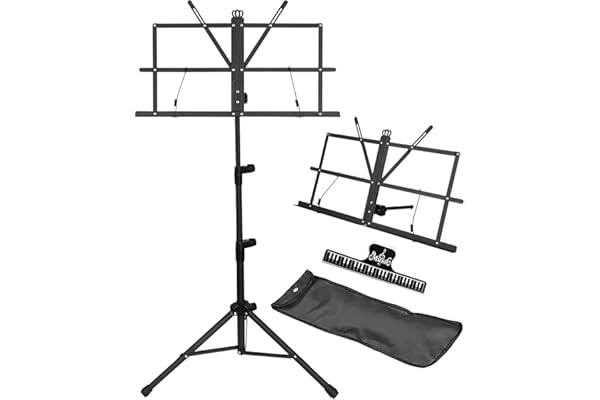 IRONTREE Music Stand - 2 in 1 Dual-Use Desktop Book Stand Folding Music Holder Portable and Lightweight with Music Sheet Clip